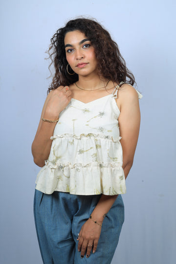 Ruffled Tie-Up Spaghetti Strap Top