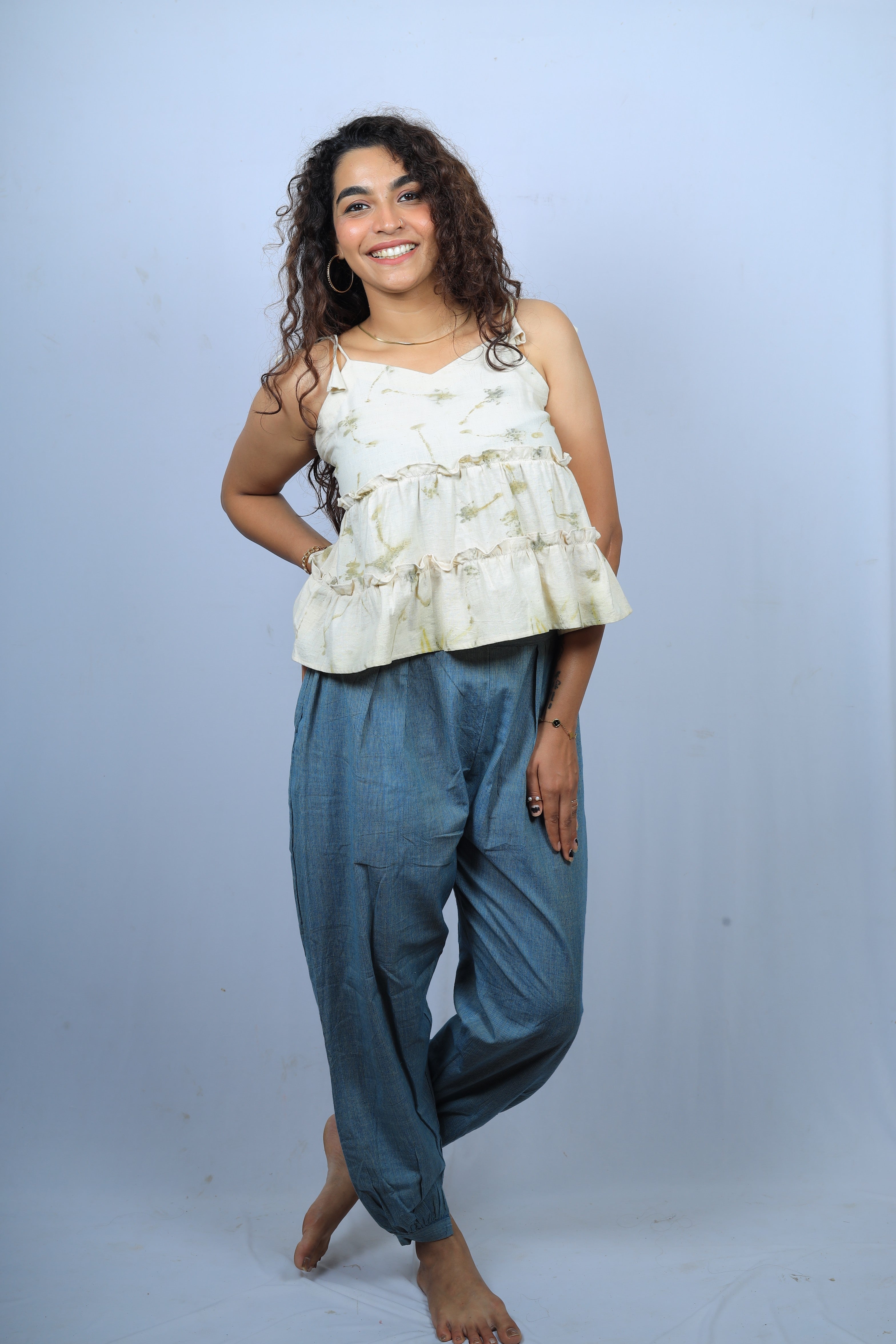 Ruffled Tie-Up Spaghetti Strap Top