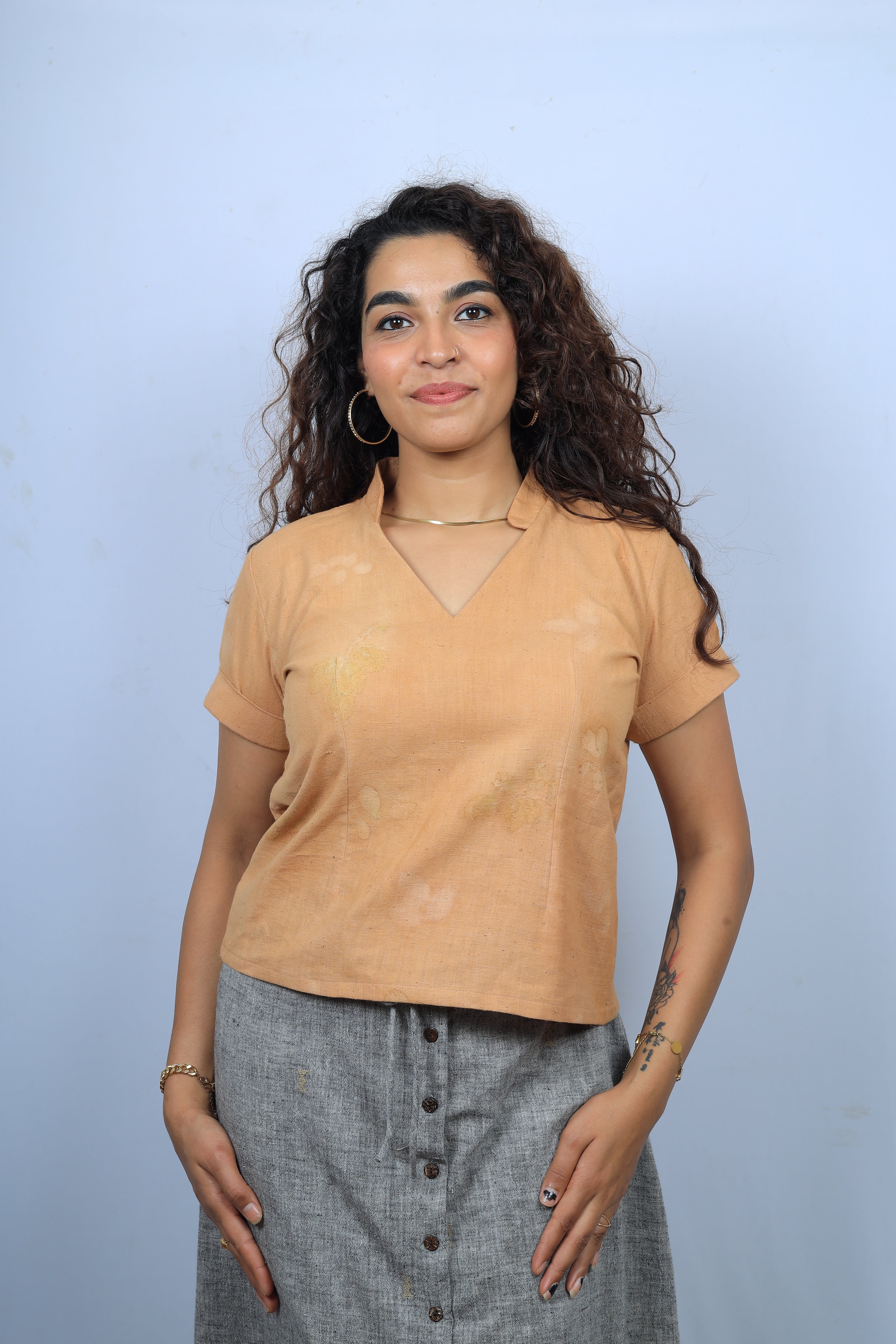 Nehru collared Top- Cuthah