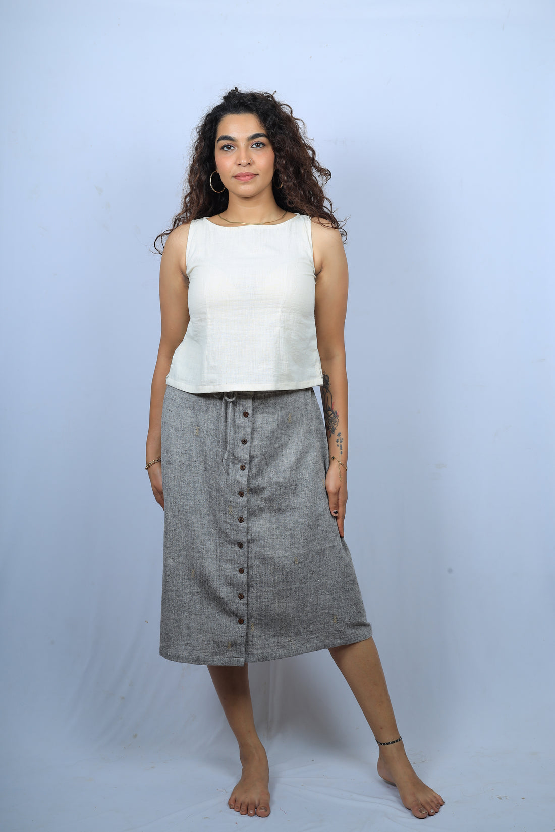 Button-Up Skirt- Jamdani Weave