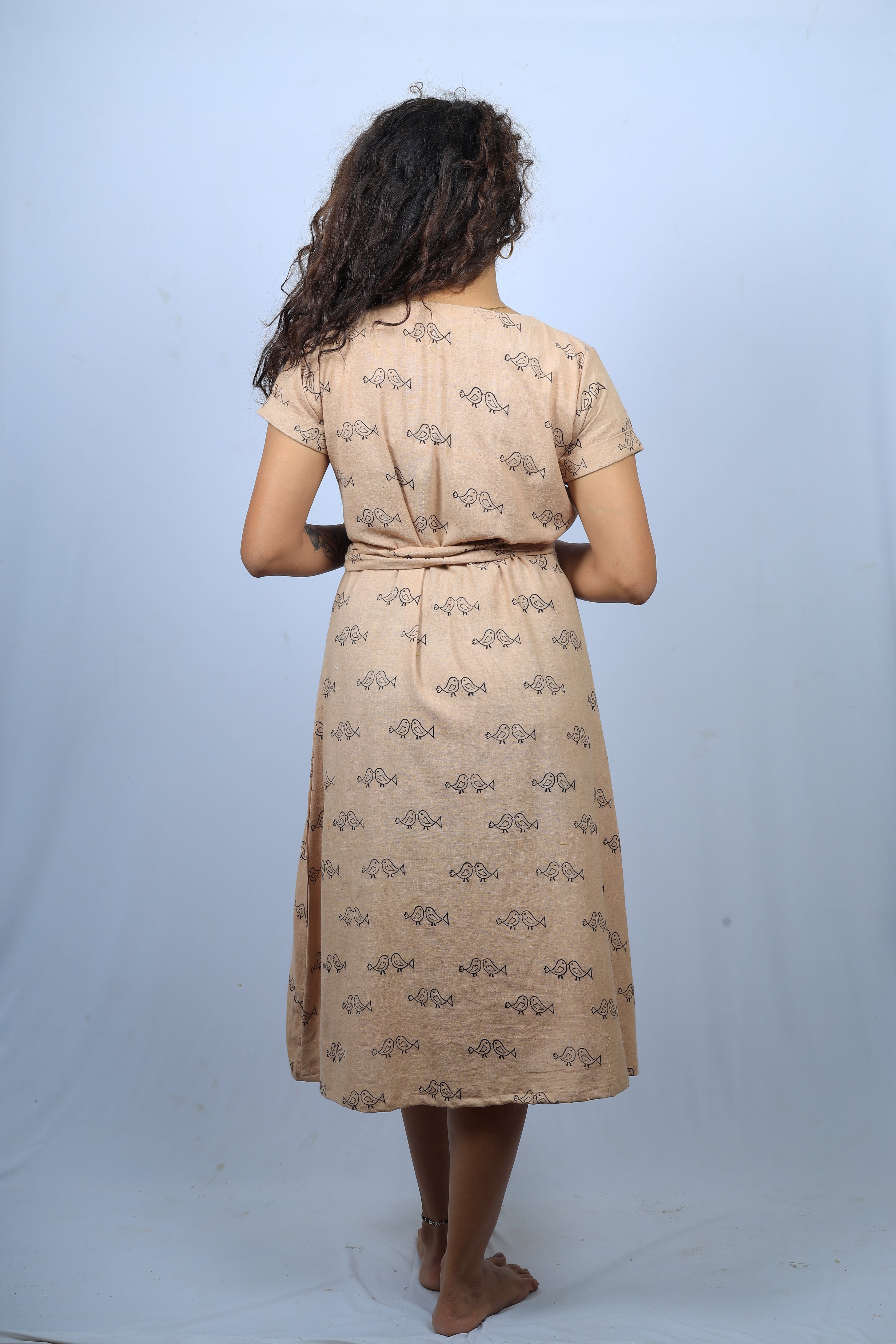 Block Printed Wrap Dress