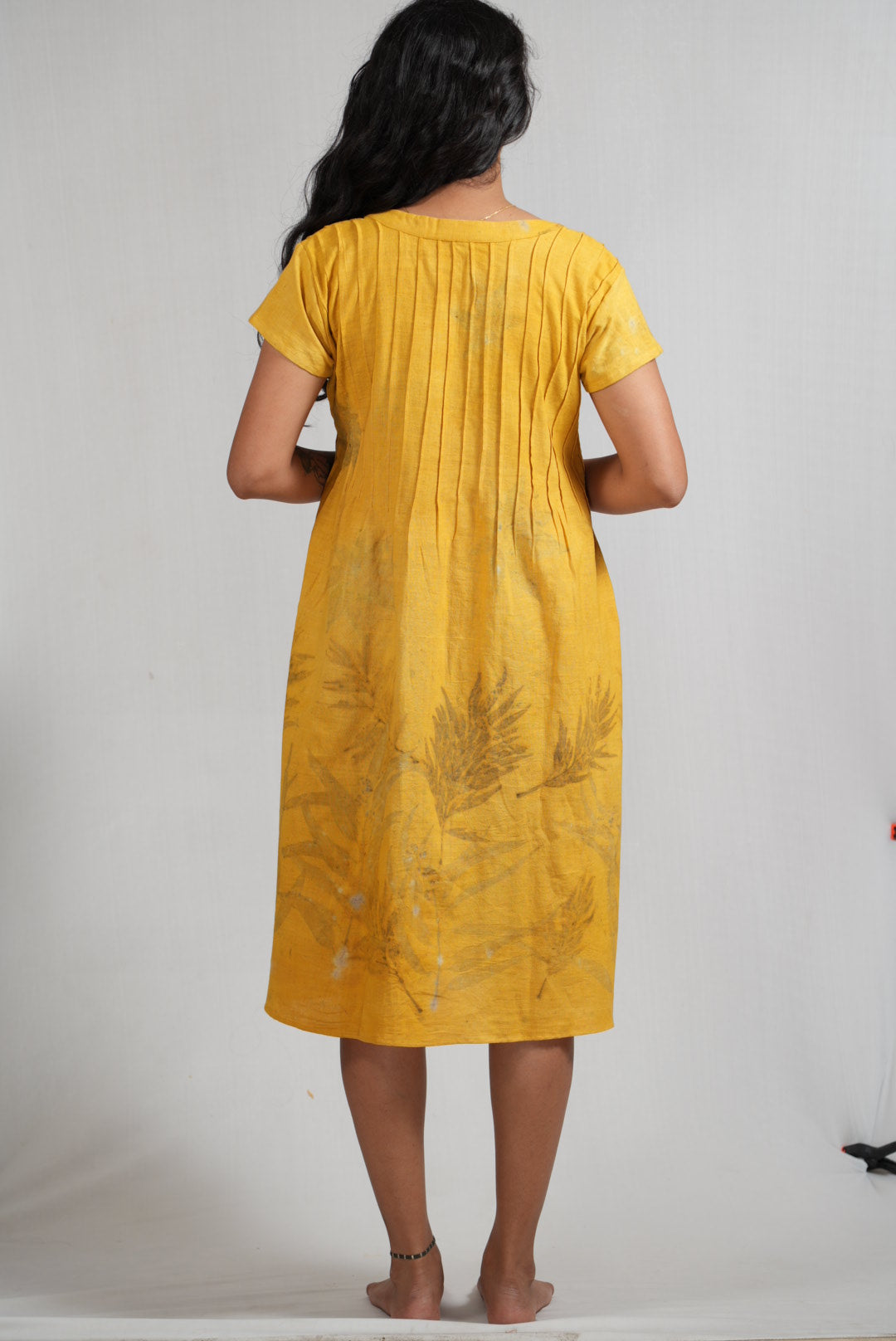 Marigold-Dyed Pin Tuck Dress