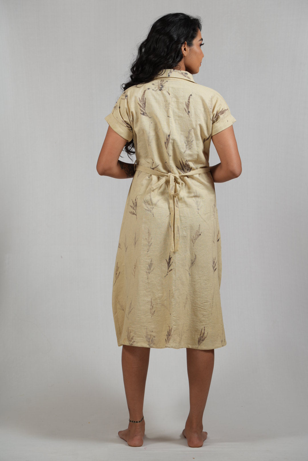 Collared Button-Down Dress With Belt